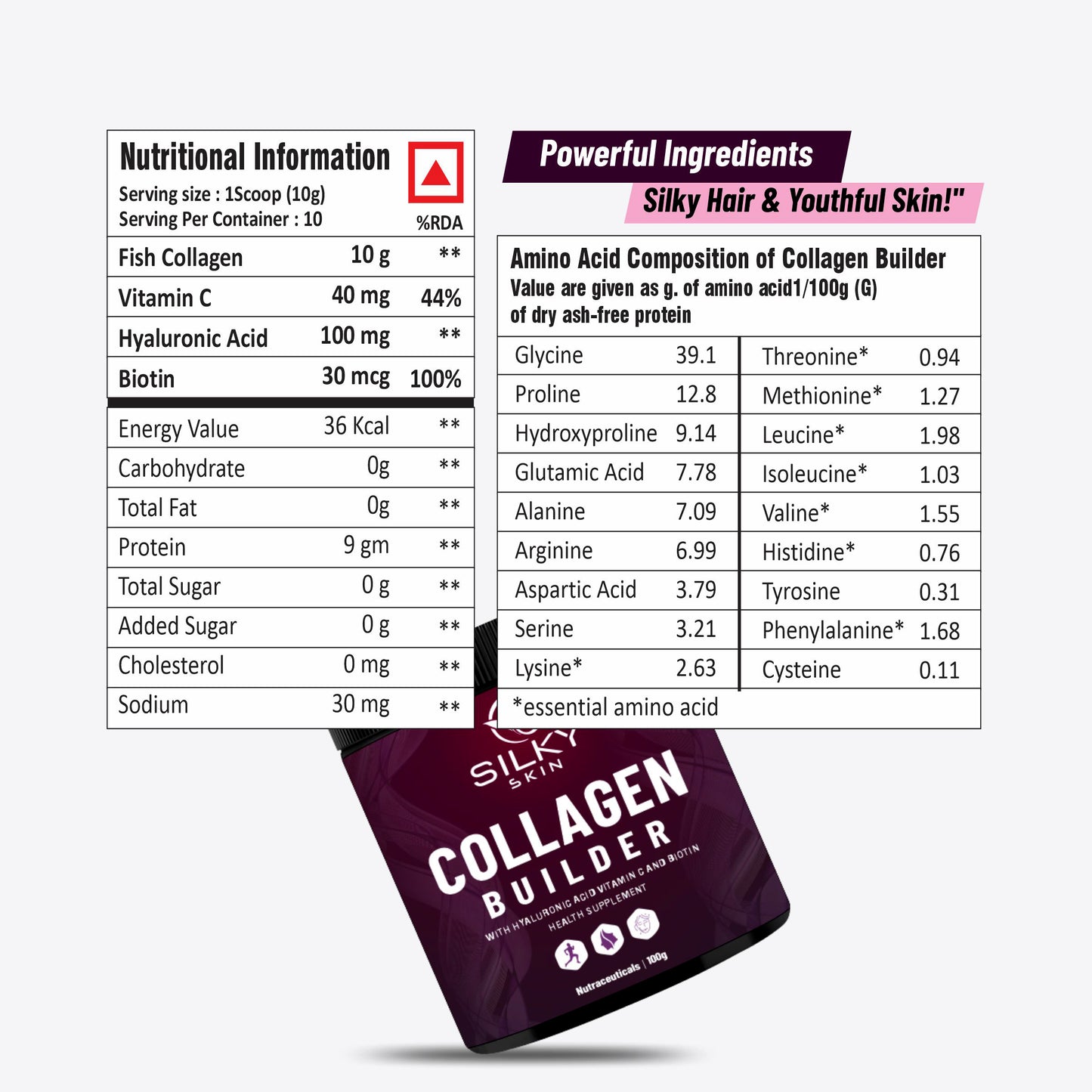 Collagen Builder + Hair, Skin & Nails Combo (150 g + 60 Capsules) - Combo