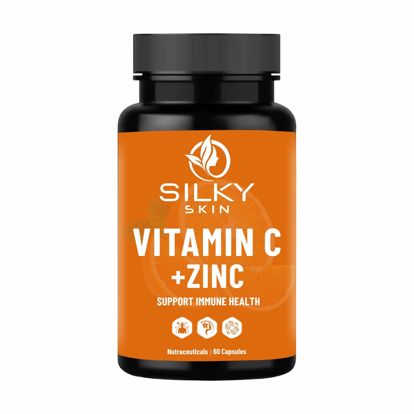 Silky Skin Vitamin C + Zinc – With Rosehip, Acerola Cherry & Vitamin D3 – Antioxidant & Immune Support – 30/60 Veg Capsules