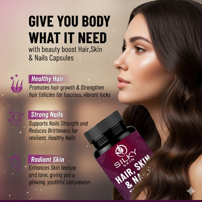 Hair, Skin & Nails – With Glutathione, Biotin, Vitamins & Herbal Extracts – 60 Capsules