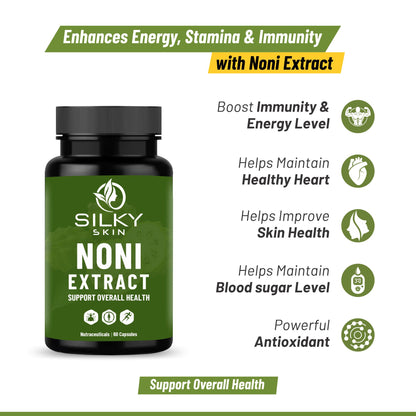 Silky Skin Noni Extract – 600 mg | Nutraceutical Supplement | 60 Veg Capsules
