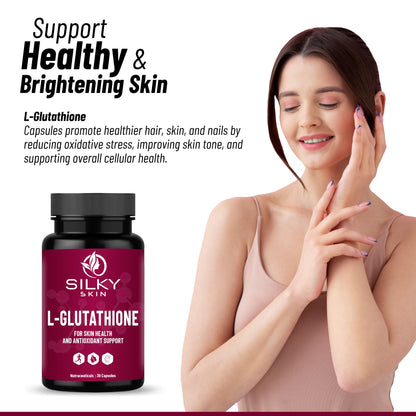 Silky Skin L-Glutathione 500mg – Antioxidant Support for Skin Health & Wellness – 30/60 Veg Capsules
