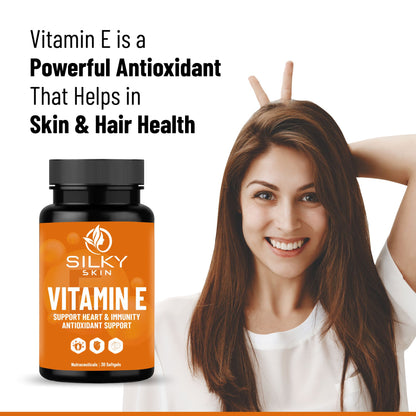 Silky Skin Vitamin E – 10 mg Alpha Tocopherol – Antioxidant & Wellness Support – 30/60 Softgels