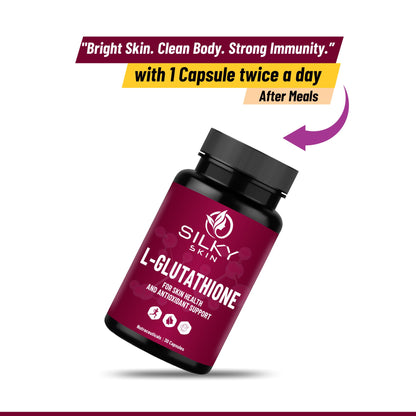 Silky Skin L-Glutathione 500mg – Antioxidant Support for Skin Health & Wellness – 30/60 Veg Capsules
