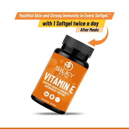 Silky Skin Vitamin E – 10 mg Alpha Tocopherol – Antioxidant & Wellness Support – 30/60 Softgels