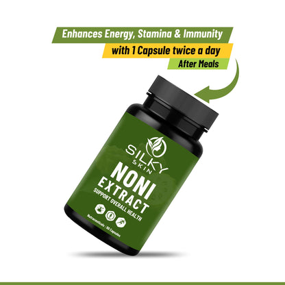 Silky Skin Noni Extract – 600 mg | Nutraceutical Supplement | 60 Veg Capsules