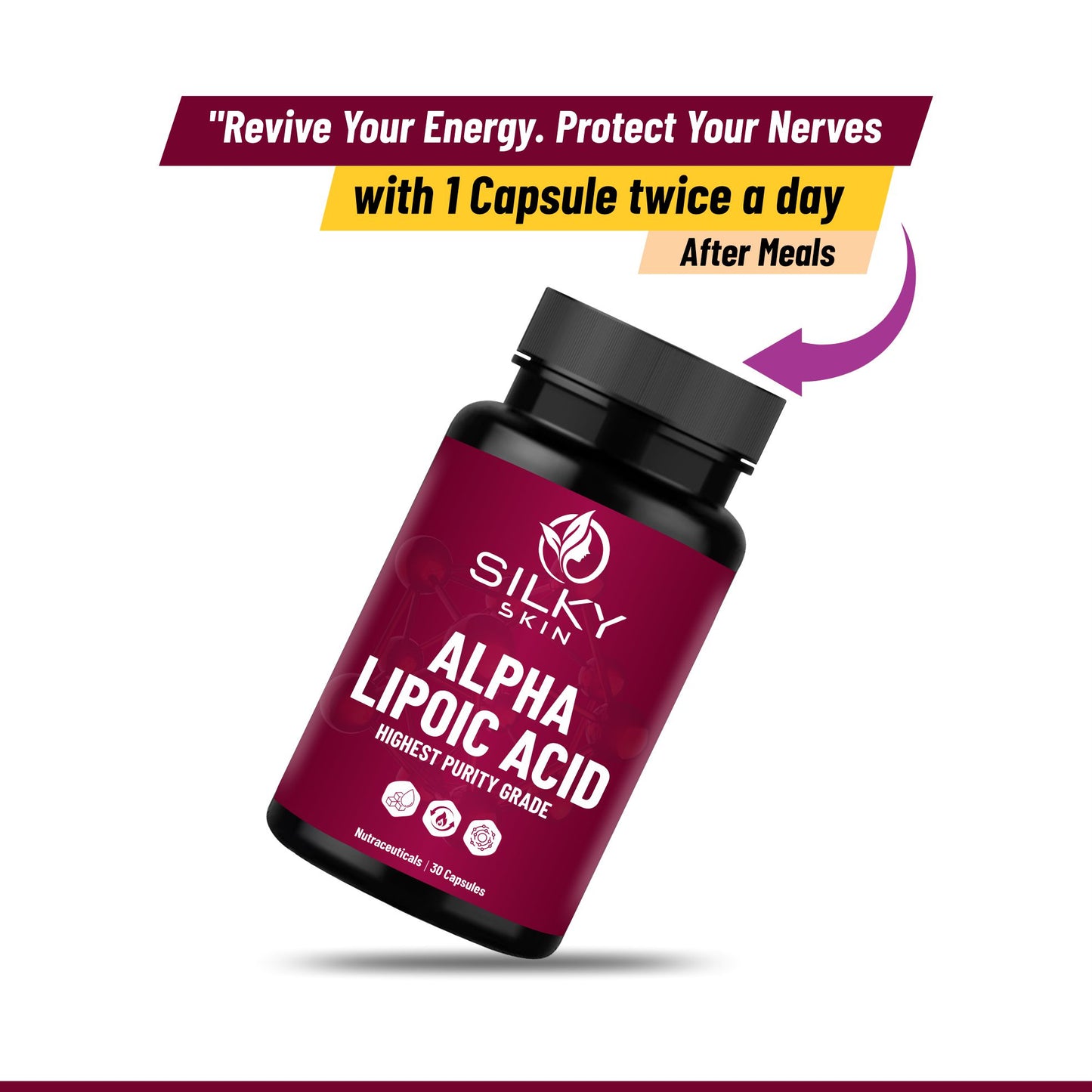Silky Skin Alpha Lipoic Acid 300 mg – Antioxidant Support | 30 Capsules