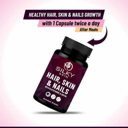 Hair, Skin & Nails – With Glutathione, Biotin, Vitamins & Herbal Extracts – 60 Capsules