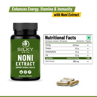 Silky Skin Noni Extract – 600 mg | Nutraceutical Supplement | 60 Veg Capsules