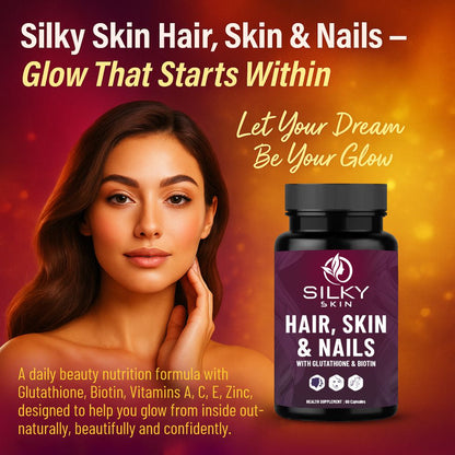Hair, Skin & Nails – With Glutathione, Biotin, Vitamins & Herbal Extracts – 60 Capsules