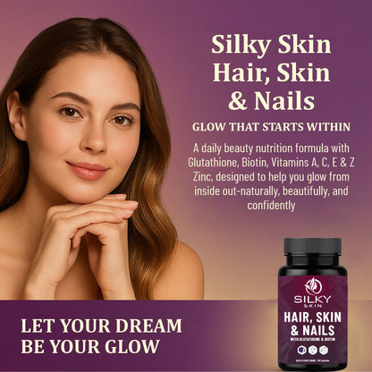 Hair, Skin & Nails – With Glutathione, Biotin, Vitamins & Herbal Extracts – 60 Capsules