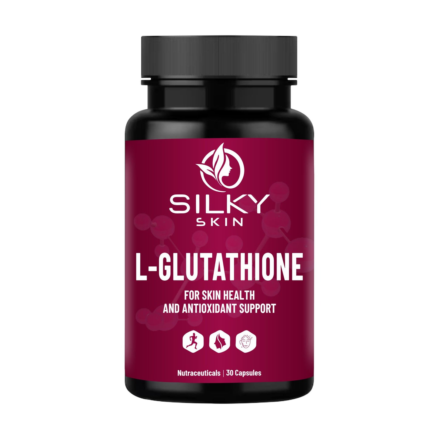 Silky Skin L-Glutathione 500mg – Antioxidant Support for Skin Health & Wellness – 30/60 Veg Capsules
