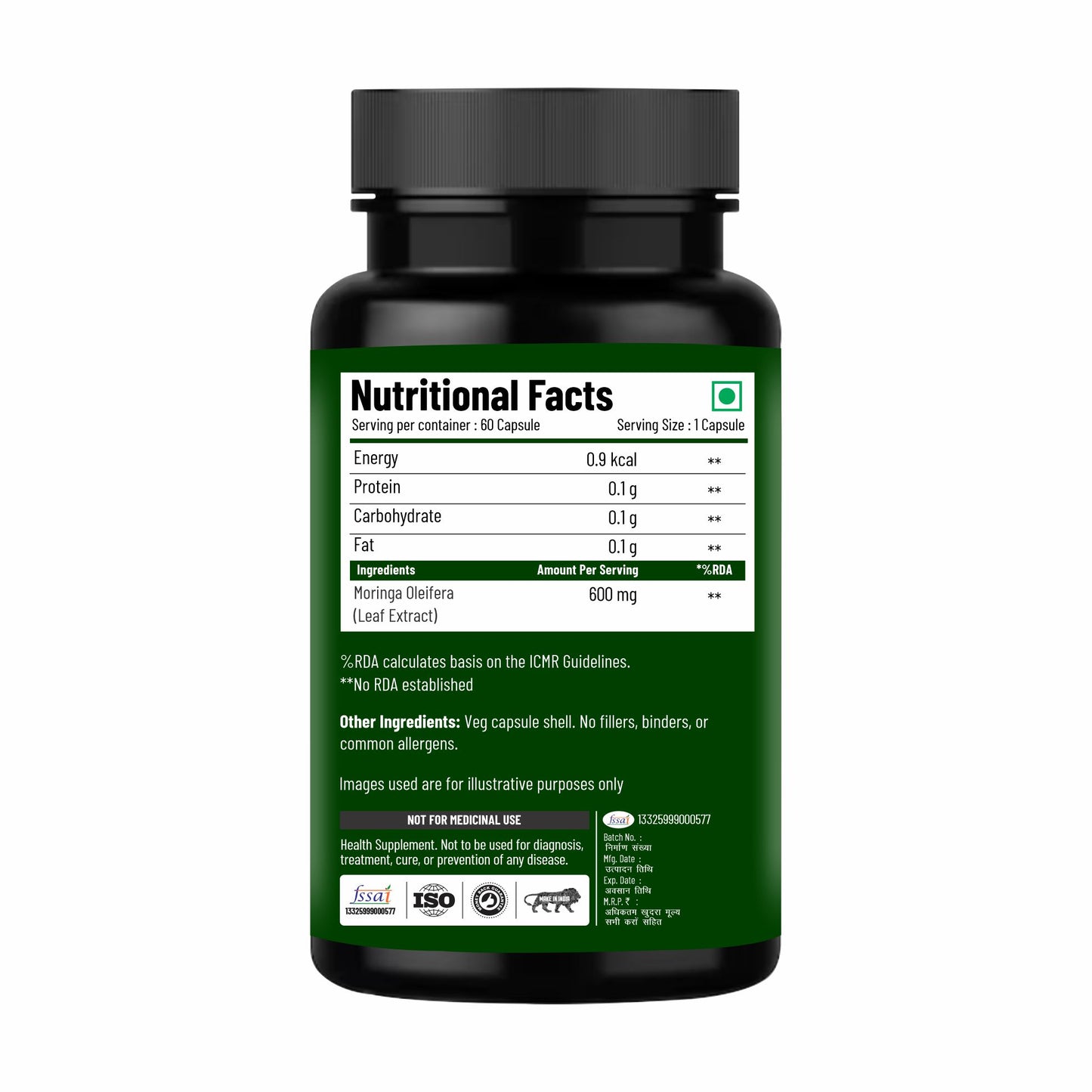 Silky Skin Moringa Extract 600mg – Nutritional Support | Energy, Immunity & Vitality |30/ 60 Veg Capsules