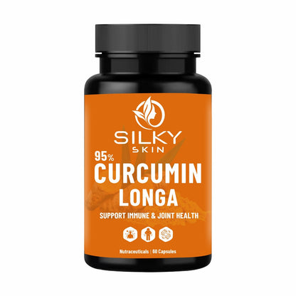 Silky Skin Curcumin Longa 95% with Ginger & Piperine – 600mg | Natural Antioxidant & Immunity Support | Joint & Inflammation Care | 30/60 Veg Capsules