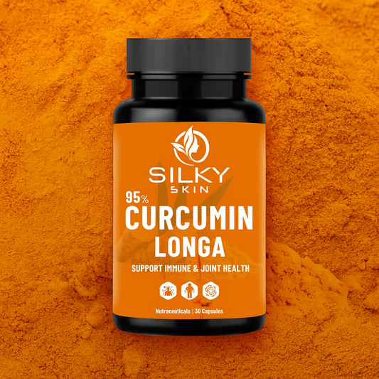 Silky Skin Curcumin Longa 95% with Ginger & Piperine – 600mg | Natural Antioxidant & Immunity Support | Joint & Inflammation Care | 30/60 Veg Capsules