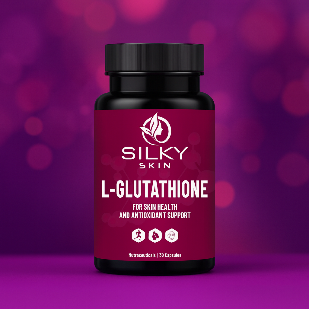 Silky Skin L-Glutathione 500mg – Antioxidant Support for Skin Health & Wellness – 30/60 Veg Capsules