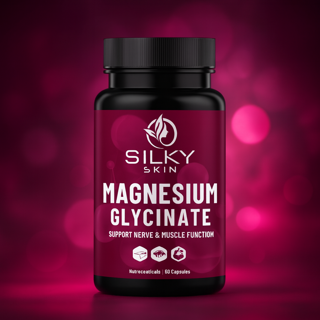 Silky Skin Magnesium Glycinate | 750mg (165mg Elemental Magnesium) | 60 Capsules