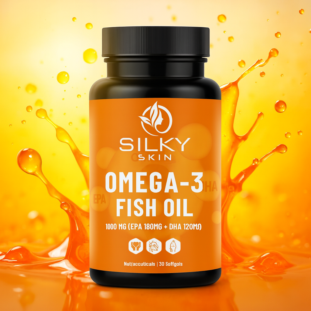 Silky Skin Omega-3 Fish Oil 1000 mg (EPA 180 mg + DHA 120 mg) |  30 Softgels