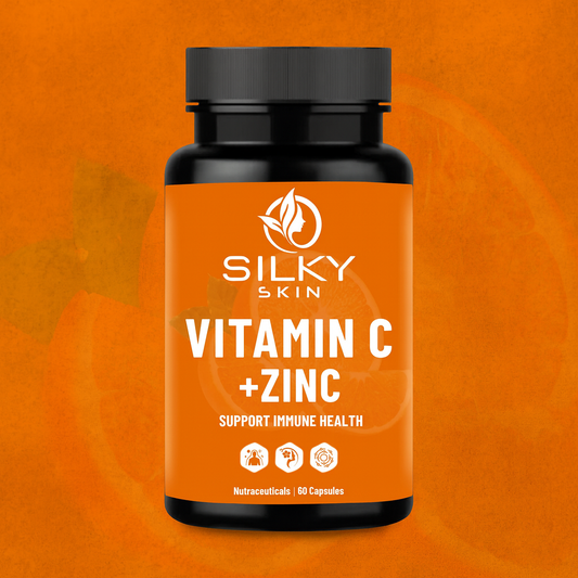Silky Skin Vitamin C + Zinc – With Rosehip, Acerola Cherry & Vitamin D3 – Antioxidant & Immune Support – 30/60 Veg Capsules